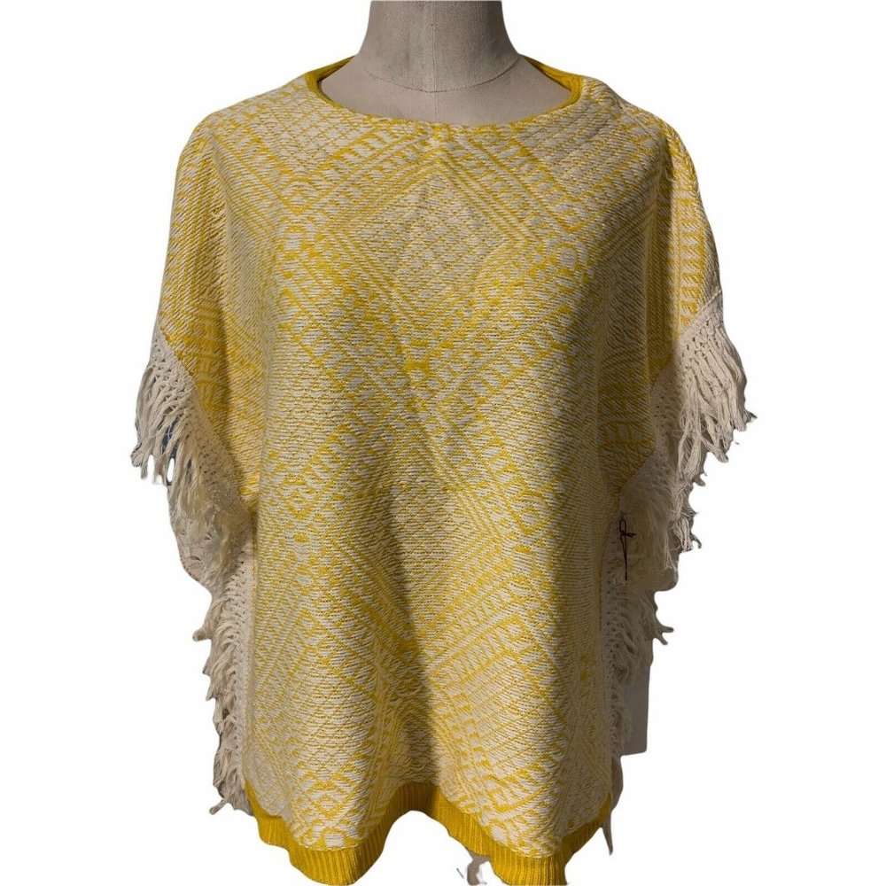 Bishop & Young Womens  Fringe Sweater Yellow Sz M